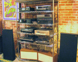 An assortment of used vinyl records.